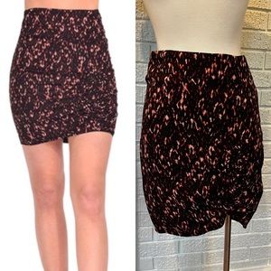 NWT BA&SH Pearl Mini Skirt in Black / Red Print